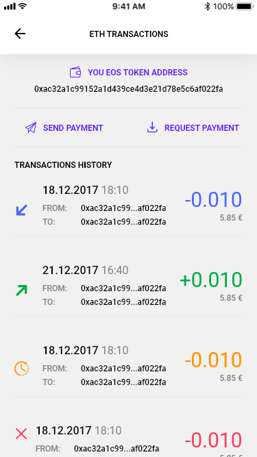 App Screenshot - ETH Transactions