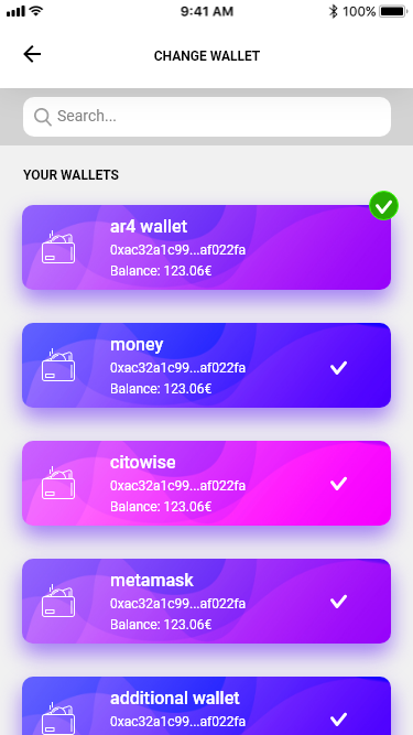 App Screenshot - Wallets